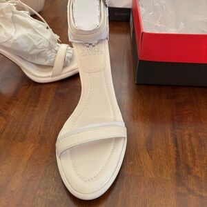 Vince Camuto White Heeled Sandals with Minimalist Design